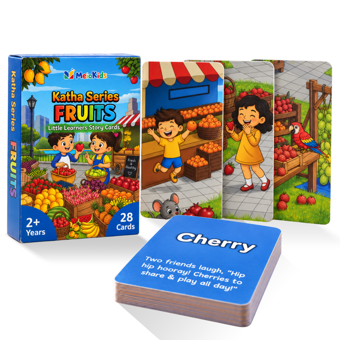 Katha Series – Little Learners Fruits Cards | Story-Based 24 Fruits | 2-5 Years | Meiokids