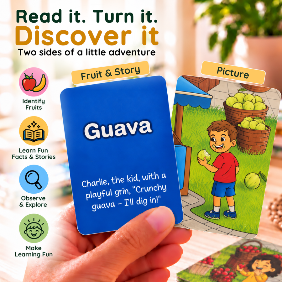 Katha Series – Little Learners Fruits Cards | Story-Based 24 Fruits | 2-5 Years | Meiokids