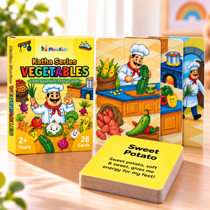 Katha Series – Little Learners Vegetables Cards | Story-Based 24 Vegetables | 2-5 Years | Meiokids