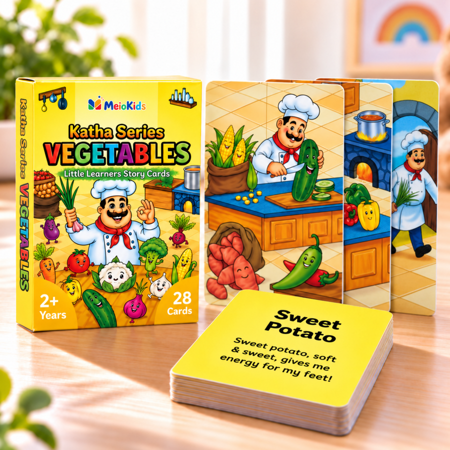 Katha Series – Little Learners Vegetables Cards | Story-Based 24 Vegetables | 2-5 Years | Meiokids