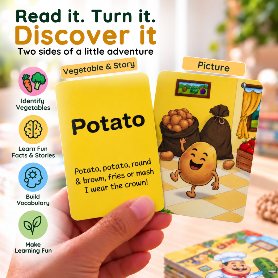 Katha Series – Little Learners Vegetables Cards | Story-Based 24 Vegetables | 2-5 Years | Meiokids